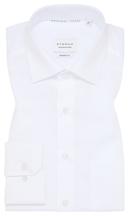 Eterna Original Shirt Poplin Plain Color Non-Iron Classic Kent White