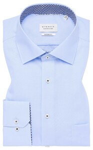 Eterna Original Shirt Poplin Plain Color Subtle Contrast Fabric Light Blue