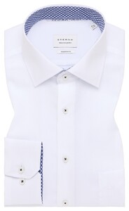 Eterna Original Shirt Poplin Plain Color Subtle Contrast Fabric White