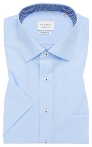 Eterna Original Shirt Poplin Short Sleeve Non-Iron Kent Collar Overhemd Licht Blauw