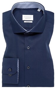 Eterna Original Shirt Pure Cotton Poplin Non-Iron Contrast Lining Navy