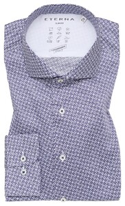 Eterna Performance Shirt Easy-Iron Twill Stretch Fancy Mini Pattern Overhemd Donker Blauw