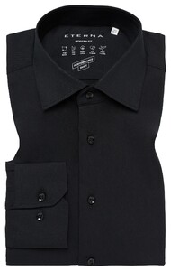 Eterna Performance Shirt Twill Stretch Gala Kent Collar Overhemd Zwart