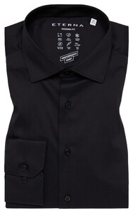 Eterna Performance Shirt Twill-Stretch Plain Color Easy Iron Black