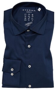 Eterna Performance Shirt Twill-Stretch Plain Color Easy Iron Navy