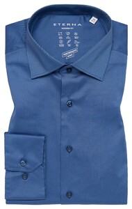 Eterna Performance Shirt Twill-Stretch Plain Color Easy Iron Smoke Blue