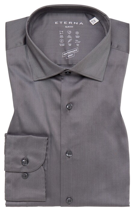 Eterna Performance Shirt Twill Stretch Plain Color Grey