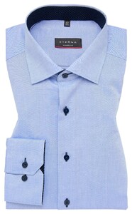 Eterna Pinpoint Oxford Cotton Non-Iron Classic Kent Longer Sleeve Overhemd Blauw