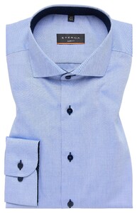 Eterna Pinpoint Oxford Cotton Non-Iron Overhemd Blauw