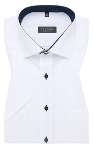 Eterna Pinpoint Oxford Short Sleeve Cotton Non-Iron Overhemd Wit