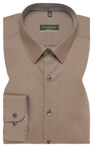 Eterna Plain Color Poplin Non-Iron Mini Kent Subtle Details Shirt Walnut