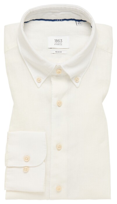 Eterna Premium 1863 Classic Button-Down Uni Color Linen Easy-Iron Shirt Off White