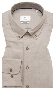 Eterna Premium 1863 Flanel Classic Button-Down Easy-Iron Overhemd Taupe