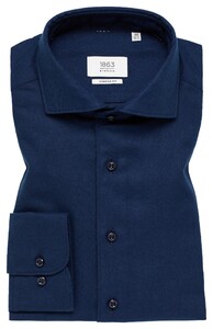Eterna Premium 1863 Flanel Super Soft Shark Collar Overhemd Donker Blauw