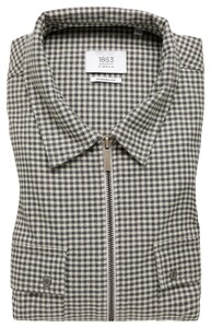 Eterna Premium 1863 Flanel Zipper Check Double Breast Pocket Overshirt Off White