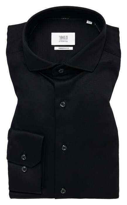 Eterna Premium 1863 Jersey Mercerized Cotton Non-Iron Luxury Softness Shirt Black