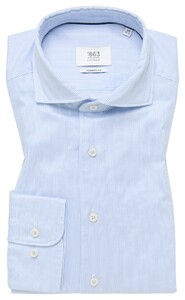 Eterna Premium 1863 Luxury Striped Two-Ply Cotton Twill Overhemd Licht Blauw