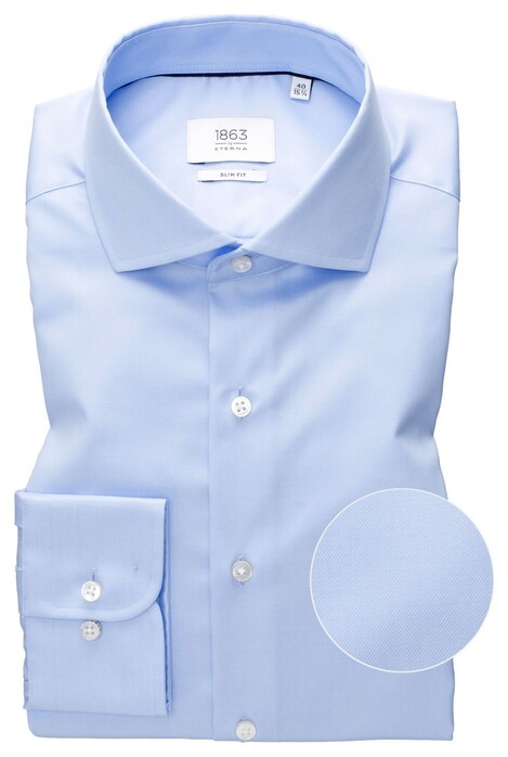 Eterna Premium 1863 Luxury Twill Two-Ply Non-Iron Cotton Shirt Light Blue