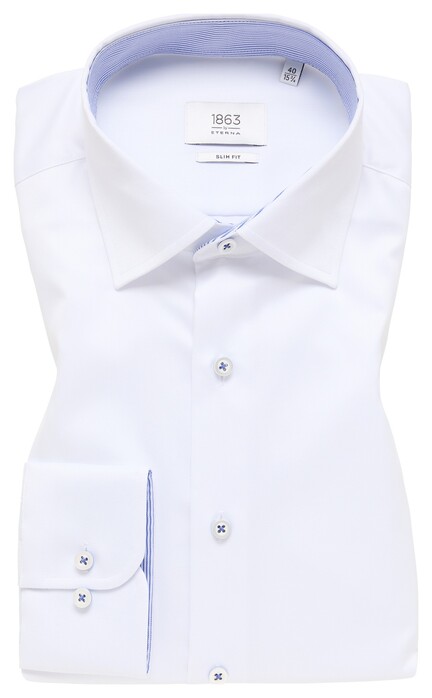 Eterna Premium 1863 Luxury Two-Ply Cotton Subtle Stripe Contrast Shirt White