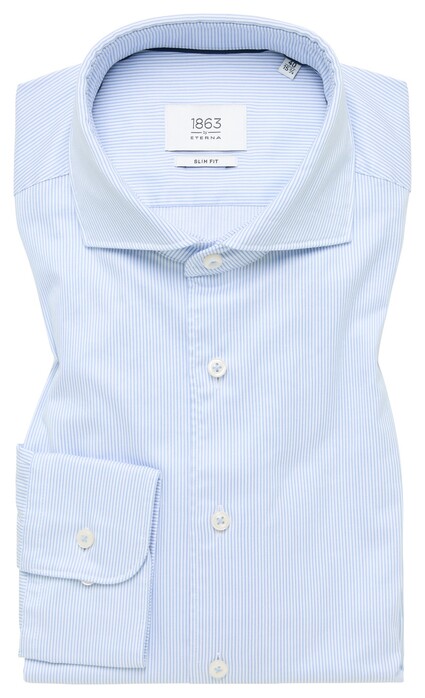 Eterna Premium 1863 Striped Luxury Two-Ply Cotton Easy-Iron Shirt Light Blue