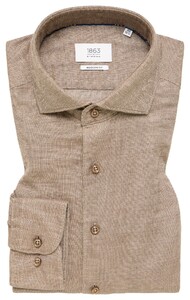 Eterna Premium 1863 Subtle Textured Cotton Linnen Overhemd Taupe