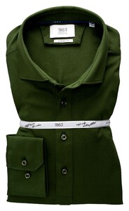 Eterna Premium 1863 Super Soft Jersey Cotton Long Sleeve Poloshirt Green