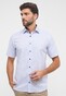 Eterna Short Sleeve Micro Structure Pattern Modern Kent Overhemd Licht Blauw