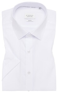 Eterna Slim Original Shirt Poplin Short Sleeve Plain Color Overhemd Wit