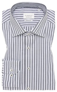 Eterna Stripe Non-Iron Twill Gala Kent Collar Overhemd Antraciet