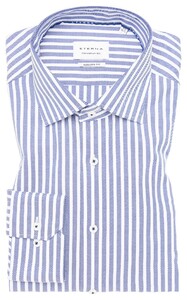 Eterna Stripe Non-Iron Twill Gala Kent Collar Overhemd Smoke Blue