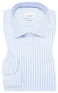 Eterna Stripe Non-Iron Twill Gala Kent Collar Shirt Light Blue