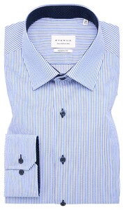 Eterna Striped Twill Cotton Non-Iron Modern Kent Overhemd Blauw