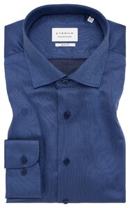 Eterna Subtle Texture Cotton Non-Iron Classic Kent Shirt Denim Blue