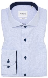 Eterna Texture Cotton Non-Iron Shark Collar Shirt Light Blue