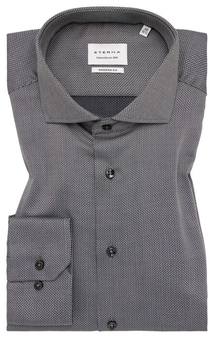 Eterna Texture Non-Iron Cotton Shark Collar Shirt Grey