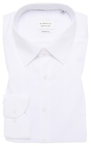 Eterna Uni Color Cotton Satin Kent Collar Overhemd Wit