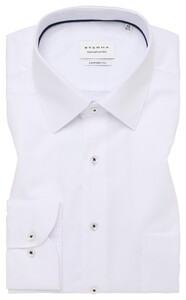 Eterna Uni Color Natté Texture Cotton Non-Iron Kent Collar Shirt White