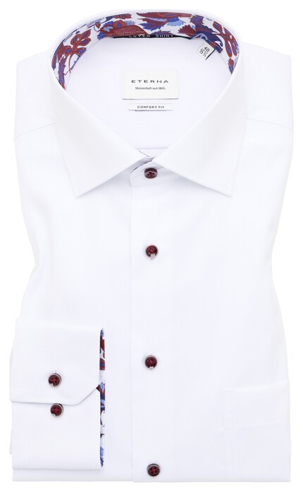 Eterna Uni Color Subtle Details Cover Shirt Half-Ply Cotton Twill White