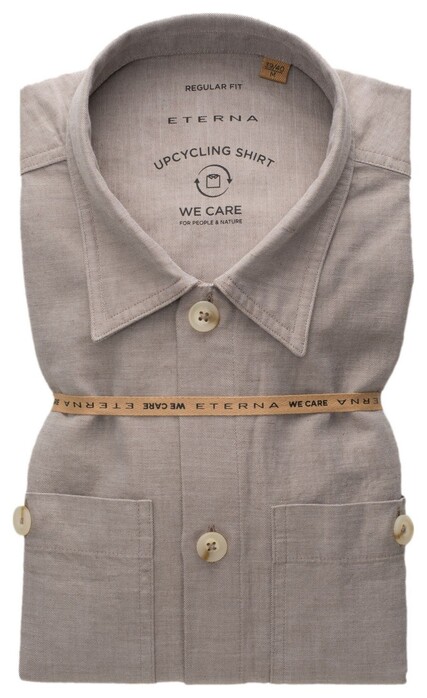 Eterna Upcycling Overshirt Twill Uni Regular Modern Fit Grey