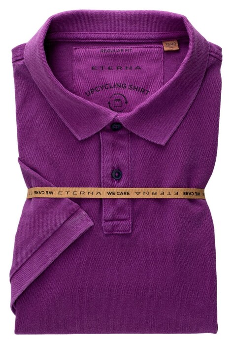 Eterna Upcycling Poloshirt Piqué Polo Collar Easy-Iron Lila