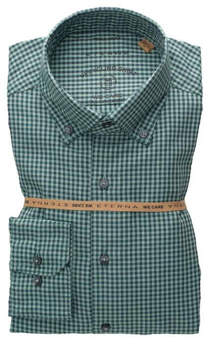 Eterna Upcycling Shirt Oxford Check Classic Button-Down Green