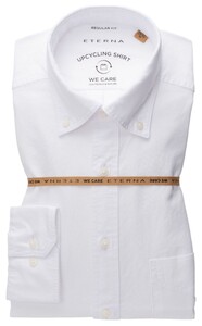 Eterna Upcycling Shirt Plain Color Oxford Classic Button-Down Overhemd Wit