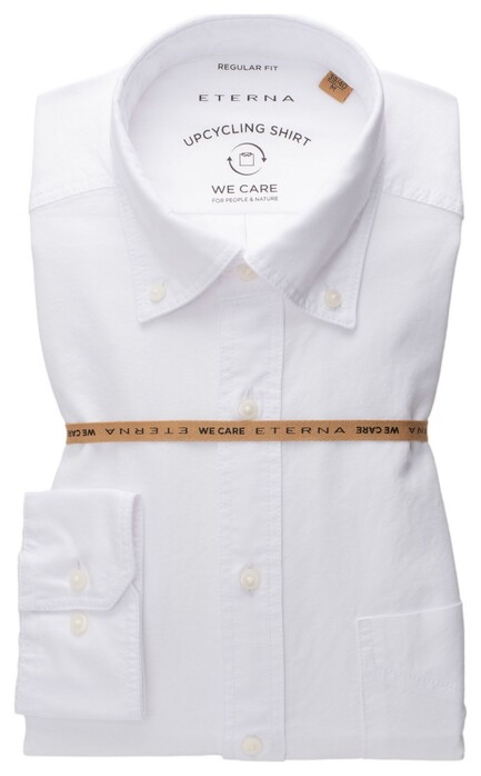 Eterna Upcycling Shirt Plain Color Oxford Classic Button-Down White