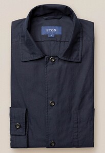 Eton 3-Pocket Turndown Twill Overshirt Dark Blue Extra Melange