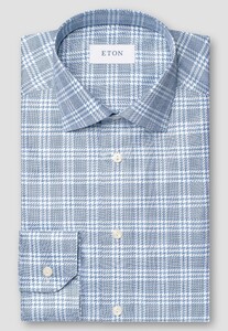 Eton 3D Effect Check King Twill Luxury Texture Shirt Blue