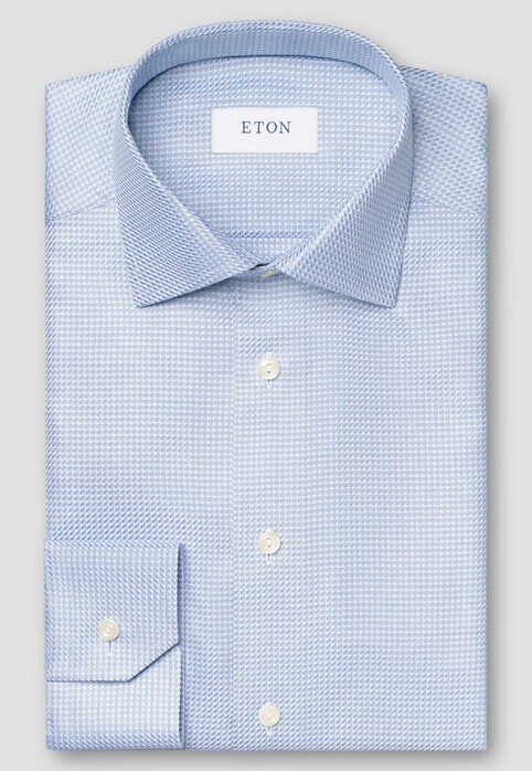 Eton 3D Micro Pattern King Twill Overhemd Licht Blauw