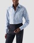 Eton 3D Three Color Diagonal Texture Check Pattern King Twill Shirt Blue