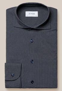 Eton 4-Way Stretch Fine Structure Pattern Overhemd Donker Blauw