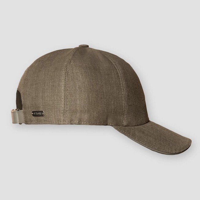 Eton 6-Panel Linnen Leather Piping Cap Khaki