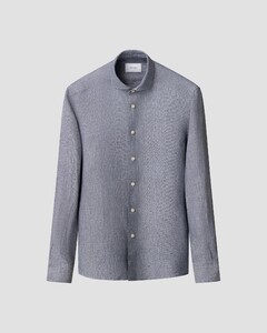 Eton Airy Soft Touch Garment Washed Linen Twill Shirt Dark Evening Blue